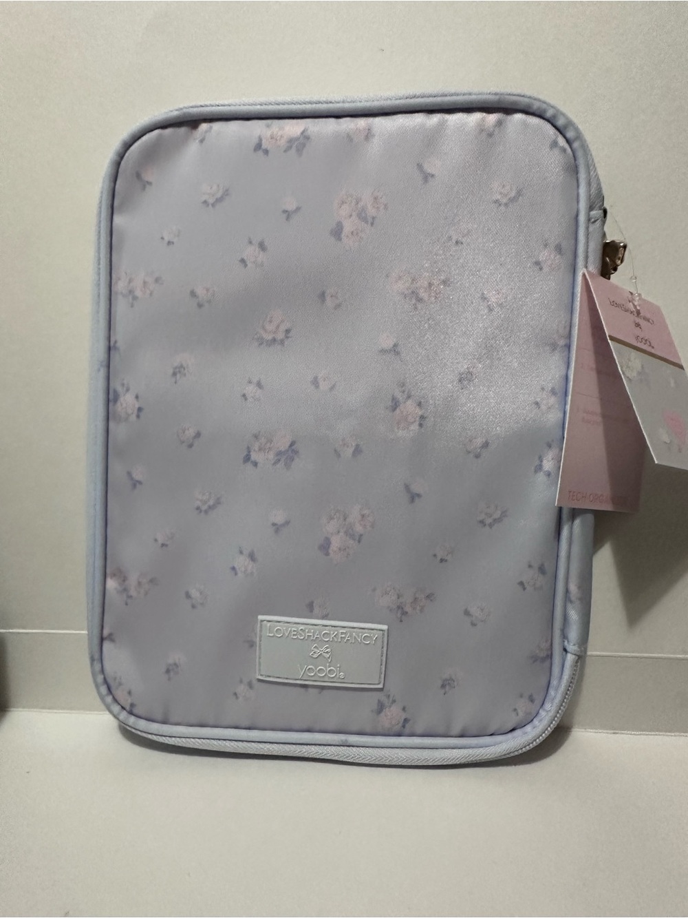 LoveShackFancy Everblooming Rosettes Blue Floral Brush/Tech Organizer Pouch - Picture 5 of 14